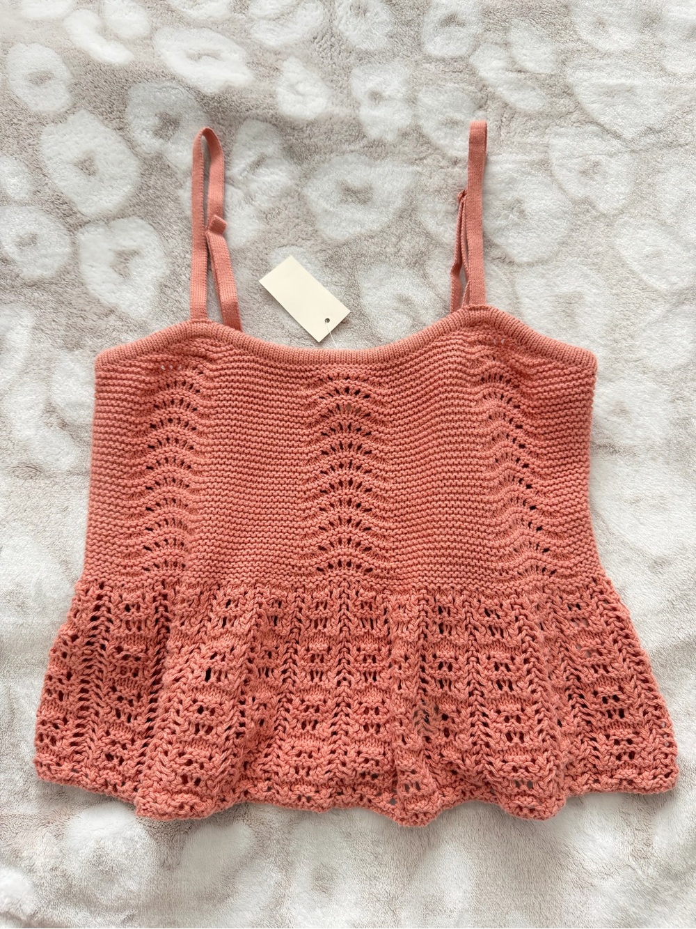 Aeropostale Coral Knit Lace-Hem Spaghetti Strap Tank
